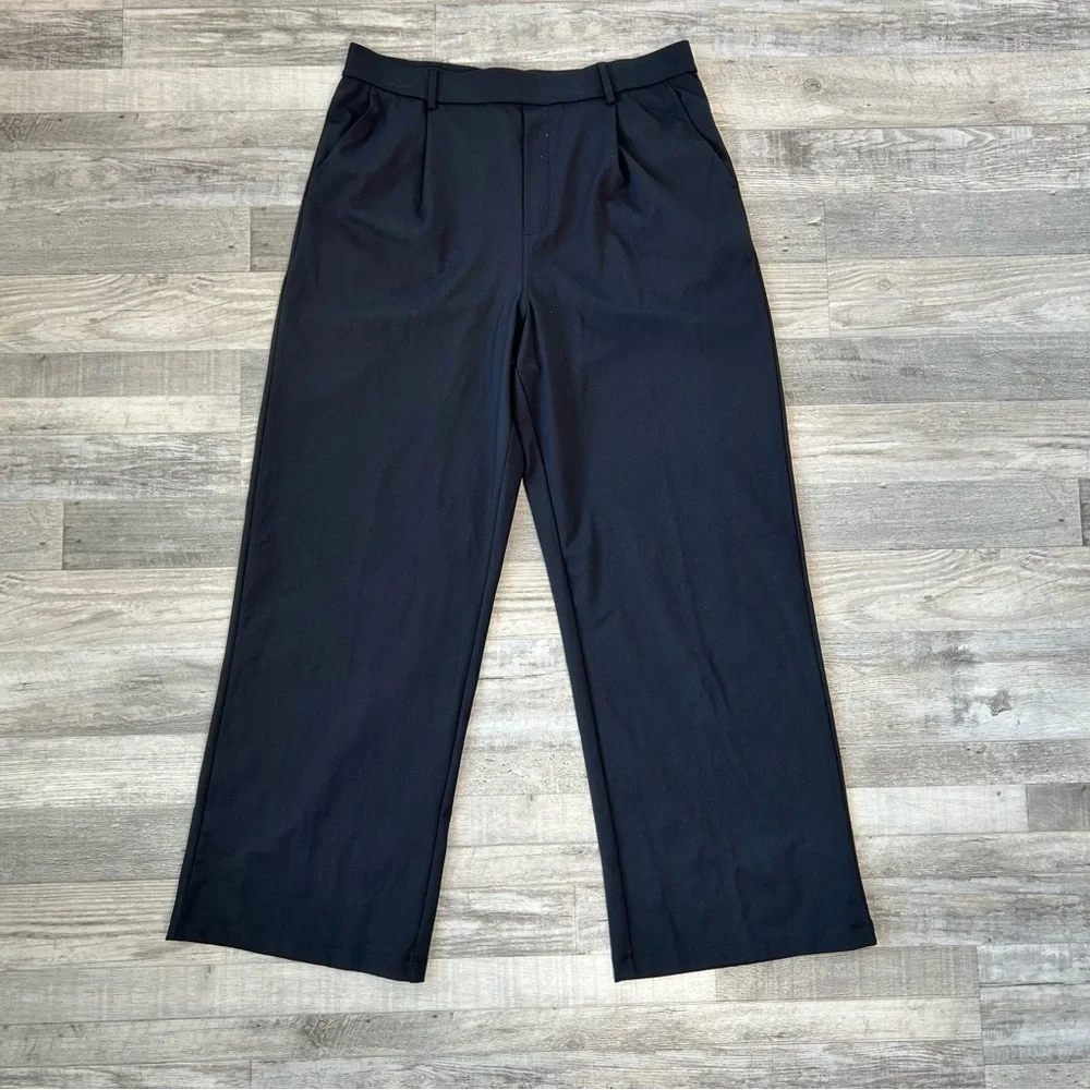 Halara Black Wide Leg Pull On Pants Women's Size XL Tall Stretch O29
